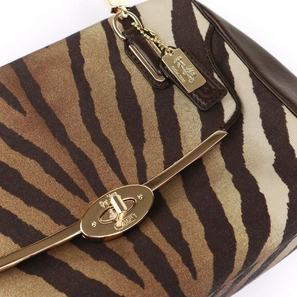 NWT Coach Zebra Animal Print Two Way Satchel in Brown ELEGANT!! - Picture 12 of 13